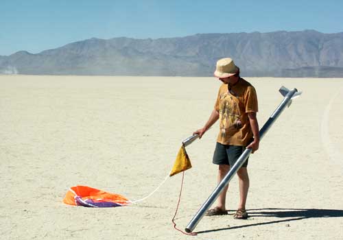 Phillip holds the recovered rocket